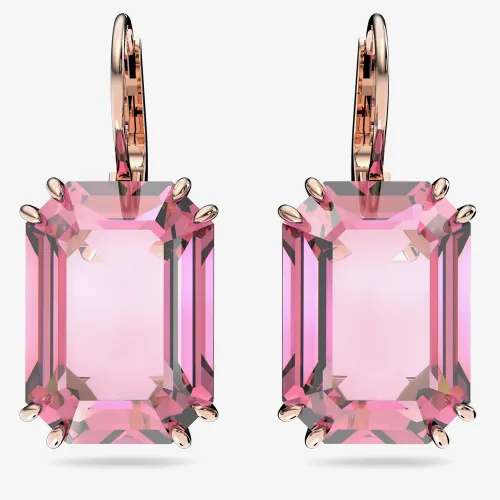 Swarovski Ladies Millenia Pink Octagon Cut Dropper Earrings 5619502