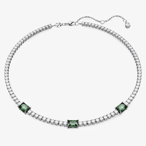 Swarovski Matrix Green Mixed Cuts Rhodium Plated Tennis Necklace 5666168