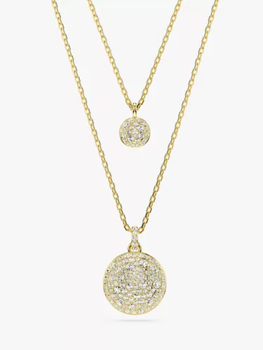 Swarovski Meteora Double Chain Pave Crystal Pendant Necklace - Gold - Female