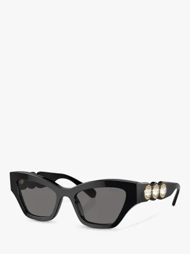 Swarovski SK6021 Women's Polarised Cat Eye Sunglasses, Black - Black - Female