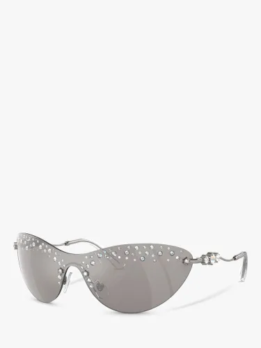 Swarovski SK7023 Women's Wrap Sunglasses - Gunmetal/Silver Mirror - Female