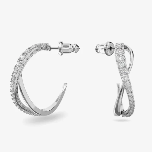 Swarovski Twist White Crystal Hoop Earrings 5563908