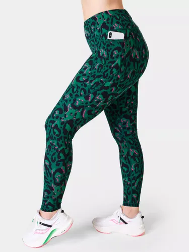 Sweaty Betty Power Gym Leggings - Green Brushed Leopard Print - Female