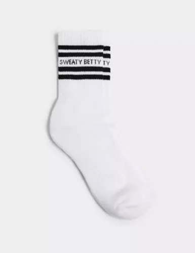 Sweaty Betty Womens Varsity Slogan Cotton Rich Socks - S-M - White Mix, White Mix