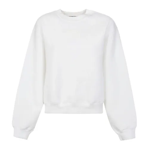 T by Alexander Wang , White Puff Paint Logo Terry Sweatshirt ,White female, Sizes: