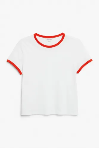 T-shirt with contrast trim - White
