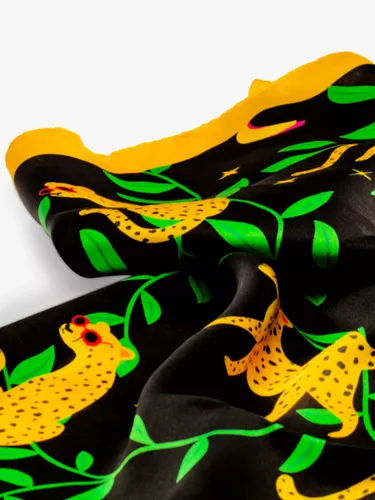 Tache Crafts Leopards Silk Scarf, Black/Multi - Black/Multi - Female