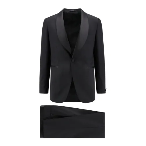Tagliatore , Black Blazer Suit with Shawl Lapel ,Black male, Sizes: