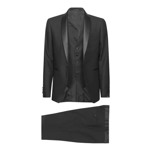 Tagliatore , Black Ceremony Dress with Shawl Collar ,Black male, Sizes: