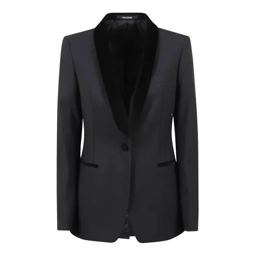 Tagliatore , Black Velvet Lapel Tuxedo Jacket ,Black female, Sizes: