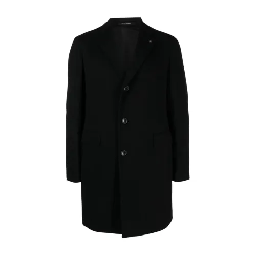 Tagliatore , Black Wool Cashmere Coat ,Black male, Sizes: