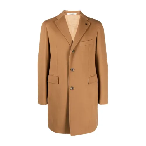 Tagliatore , Brown Wool Cashmere Coat ,Brown male, Sizes:
