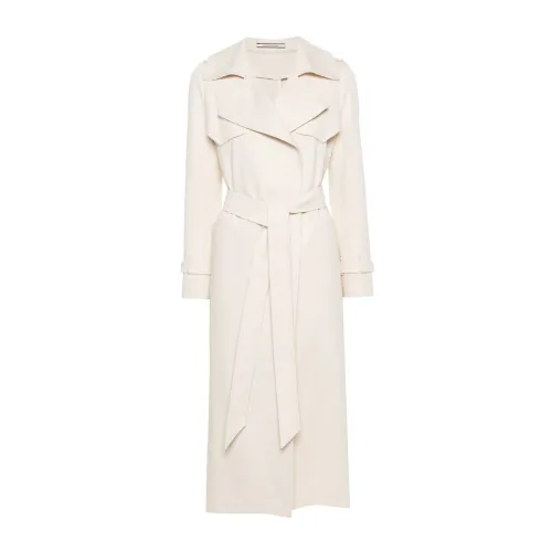 Tagliatore , Classic Ivory Cotton Trench Coat ,Beige female, Sizes: