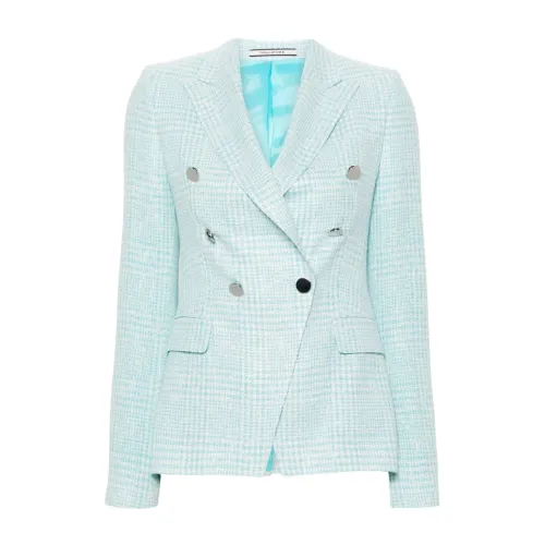 Tagliatore , Clear Blue Double-Breasted Jacket ,Blue female, Sizes: