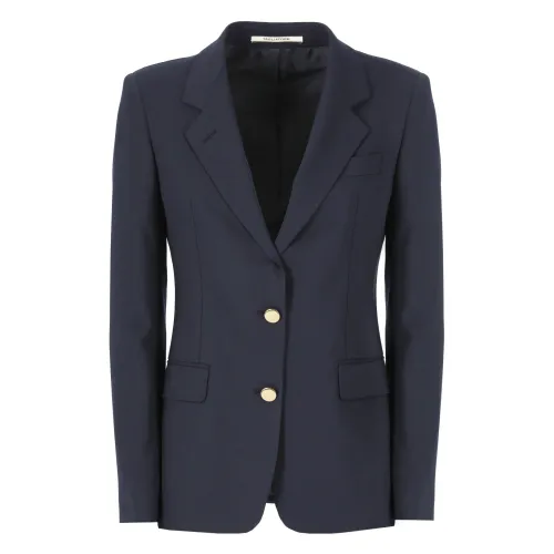 Tagliatore , Dark Blue Wool Blend Blazer for Women ,Blue female, Sizes: