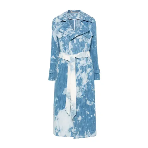 Tagliatore , Denim Trench Coat Belted Waist ,Blue female, Sizes: