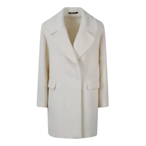 Tagliatore , Double-Breasted Alpaca Wool Blend Coat ,White female, Sizes: