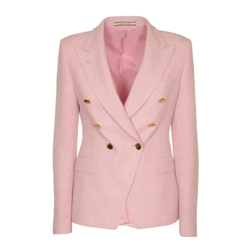 Tagliatore , Double-Breasted Central Split Jacket ,Pink female, Sizes: