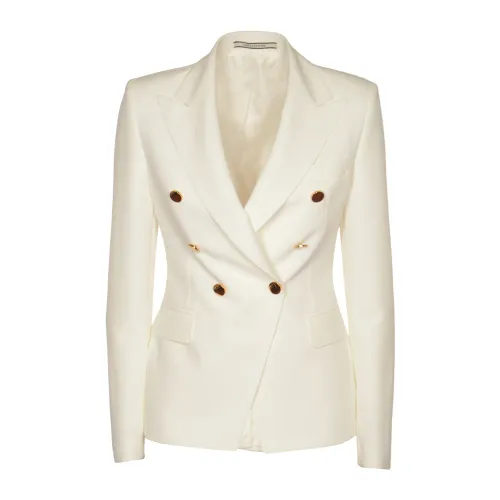 Tagliatore , Double-Breasted Central Split Jacket ,White female, Sizes: