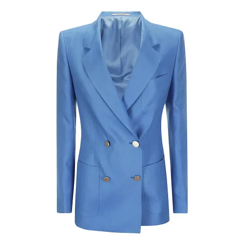 Tagliatore , Double-Breasted Jacket with Central Split ,Blue female, Sizes: