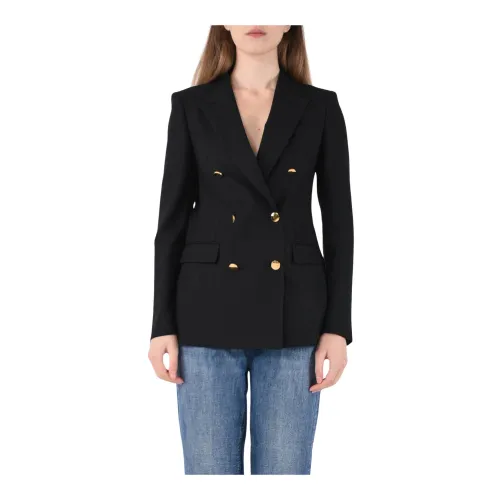 Tagliatore , Double-Breasted Jacket with Pointed Lapels ,Black female, Sizes: