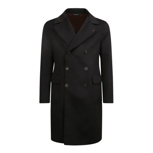 Tagliatore , Double-Breasted Wool Coat ,Black male, Sizes: