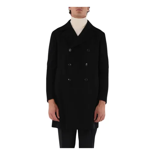 Tagliatore , Double-Breasted Wool Coat ,Black male, Sizes:
