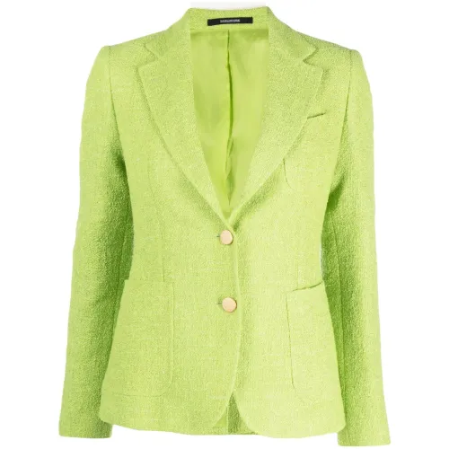 Tagliatore , Green Textured Slim-Fit Blazer ,Green female, Sizes: