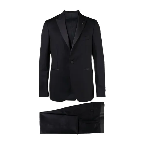 Tagliatore , Midnight Blue Three-Piece Tuxedo Suit ,Blue male, Sizes:
