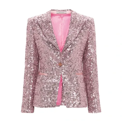 Tagliatore , Pink Sequin Design Jacket ,Pink female, Sizes: