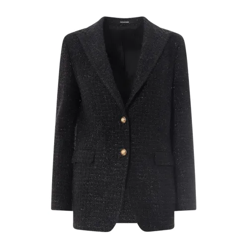 Tagliatore , Tweed Women`s Blazer - Elegant Wardrobe Addition ,Black female, Sizes: