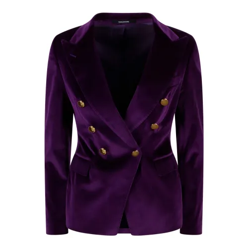 Tagliatore , Velvet Double-Breasted Blazer ,Purple female, Sizes: