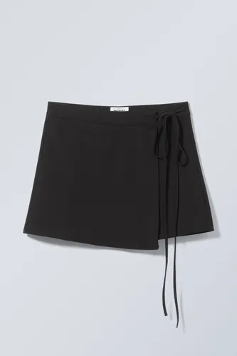 Tailored Mini Wrap Skirt - Black