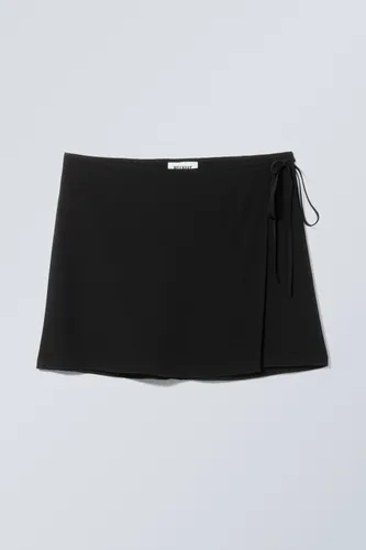 Tailored Viscose Mini Wrap Skirt - Black