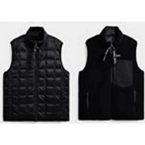 Taion Unisex Down/Boa Reversible Vest in Black/Black