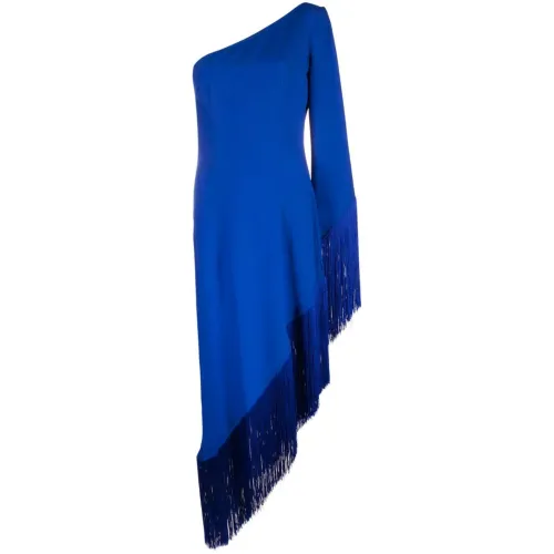 Taller Marmo , Blue Fringed Asymmetric Dress ,Blue female, Sizes: