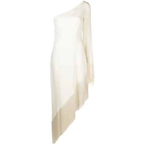 Taller Marmo , White Asymmetric Fringe Sleeve Dress ,White female, Sizes: