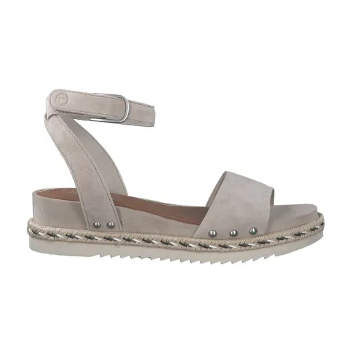Tamaris , Beige Leather Flat Sandals for Women ,Beige female, Sizes:
