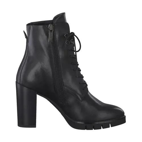 Tamaris , Black Leather Ankle Boots ,Black female, Sizes: