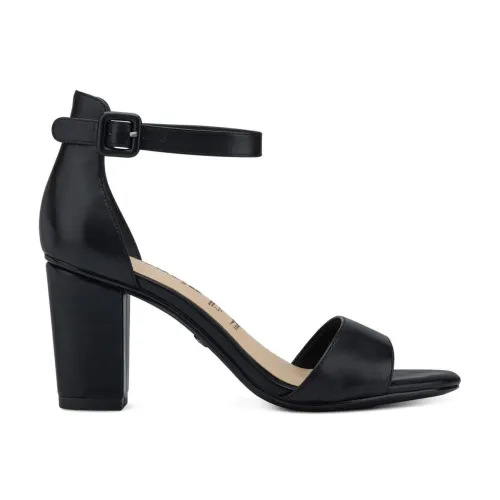 Tamaris , Black Leather High Heel Sandals ,Black female, Sizes: