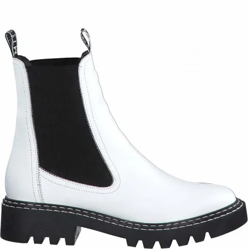 Tamaris , Casual Leather Ankle Boots ,White female, Sizes: