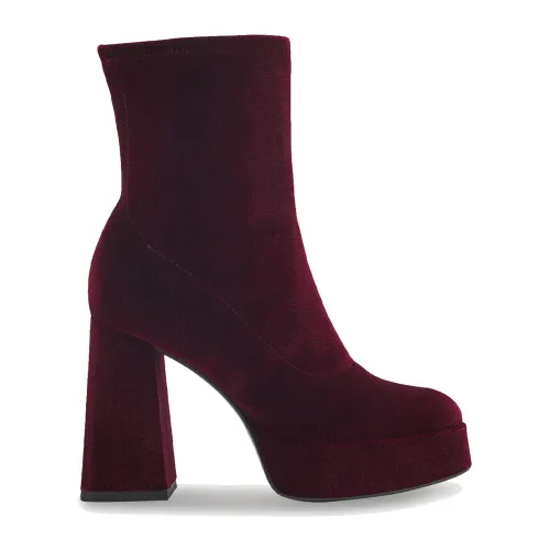 Tamaris , Fashionable Bordeaux Boots with Block Heel ,Red female, Sizes: