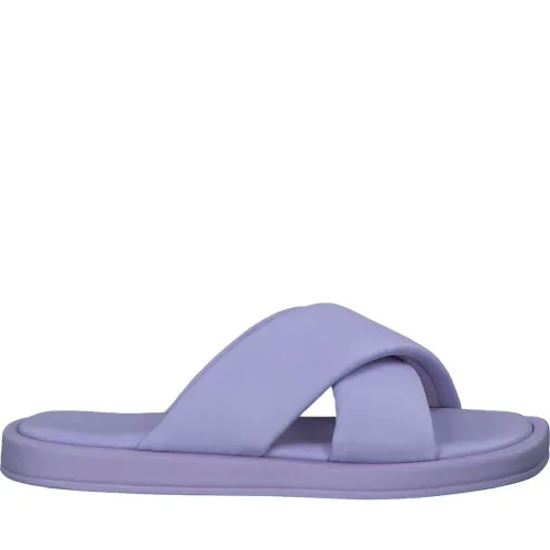 Tamaris , Purple Leather Sliders for Women ,Purple female, Sizes: