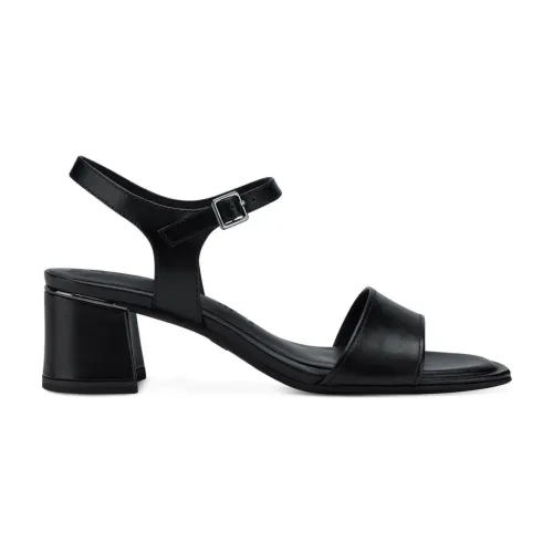 Tamaris , Sophisticated Black Leather Sandals ,Black female, Sizes:
