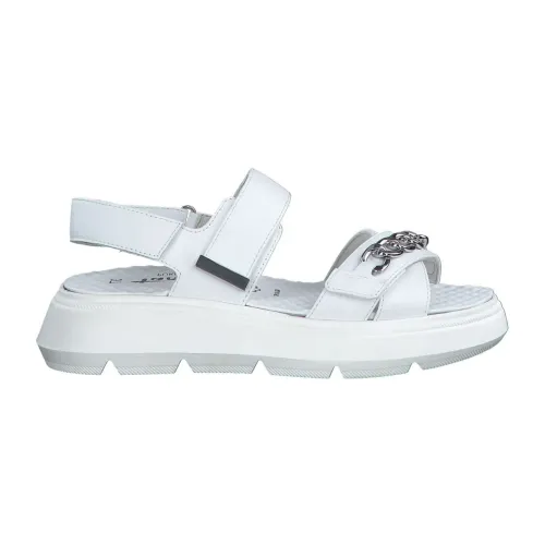 Tamaris , White Leather Flat Sandals ,White female, Sizes: