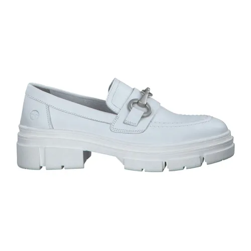 Tamaris , White Leather Loafers for Women ,White female, Sizes: