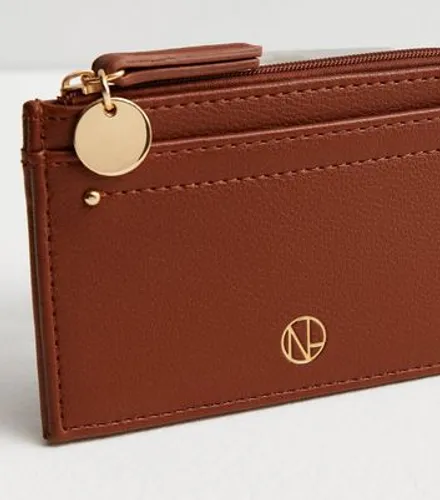 Tan Leather-Look Card Holder New Look