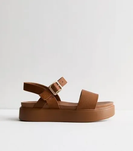 Tan Leather-Look Chunky Sandals New Look