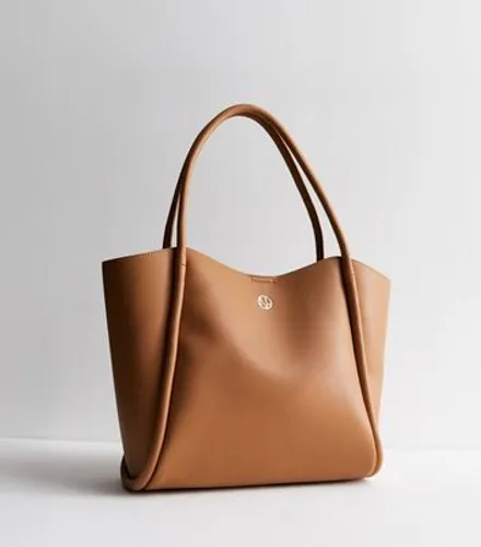 Tan Leather-Look Rolled Seam Tote Bag New Look
