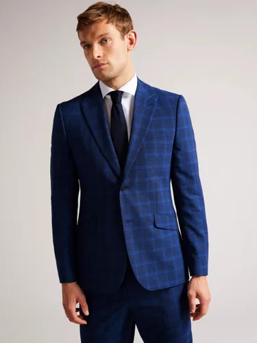Ted Baker Apolloj Slim Fit Wool Silk Check Suit Jacket - Dark Blue - Male